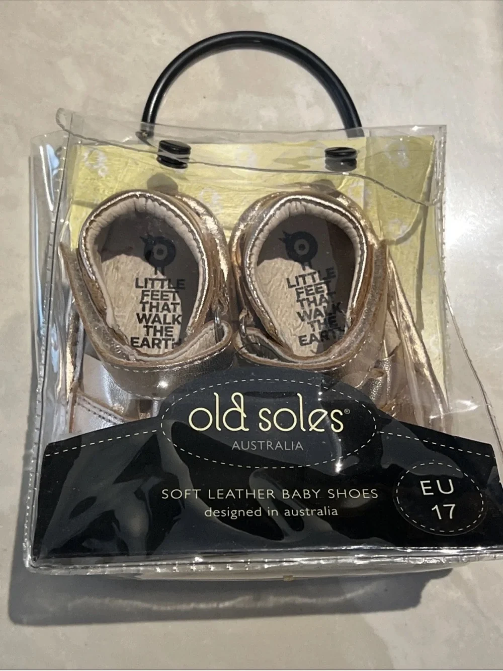 NWT Old Soles Australia Ruffle Baby Leather Copper Sandal EU Size 17/0-3 Months